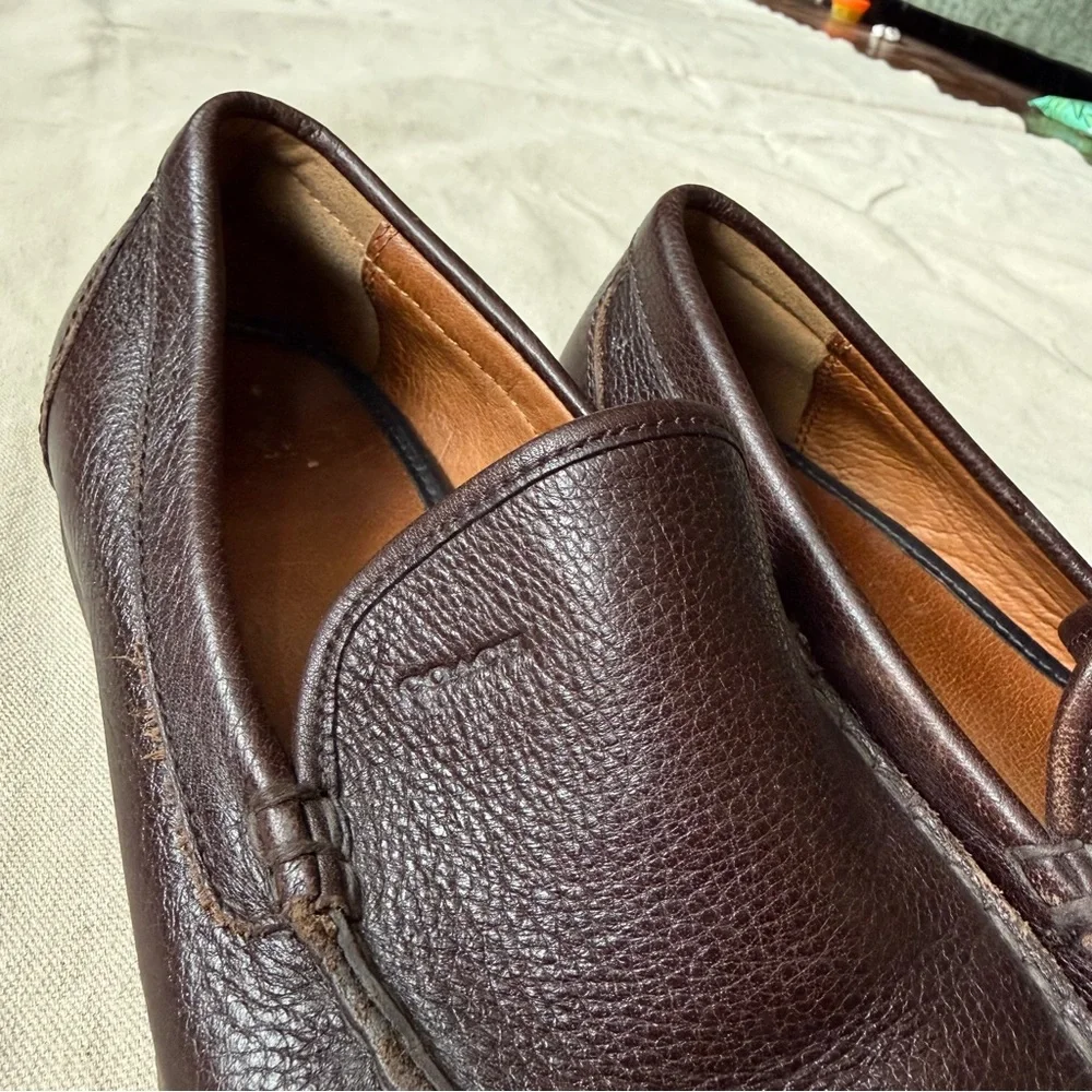 Coach Men's Size 9.5 D Thomas Brown Pebbled Leather Slip On Loafer Minimalist